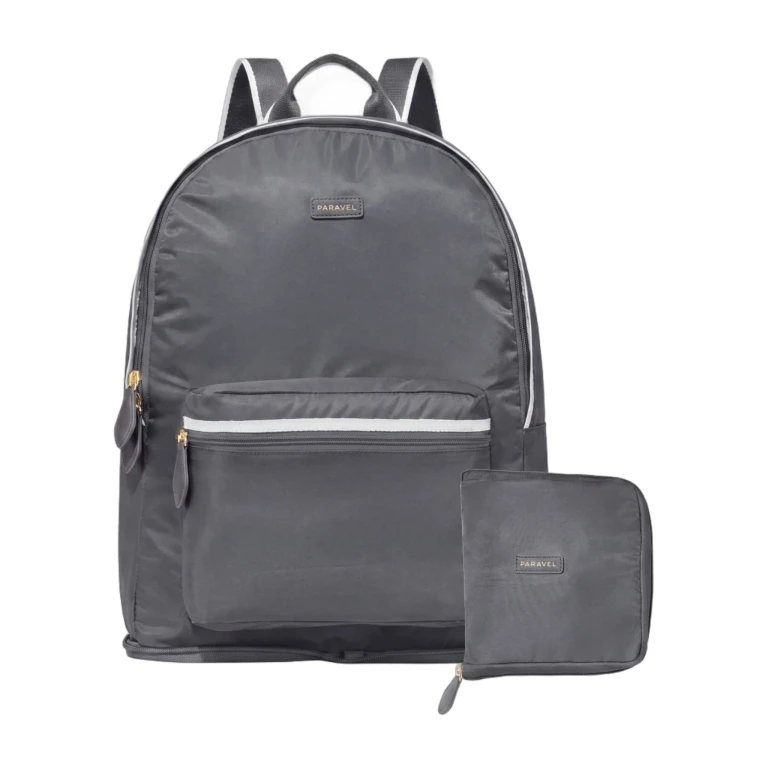 Fold-Up Backpack Flatiron Grey Lightweight Packable Recycled Travel Bag