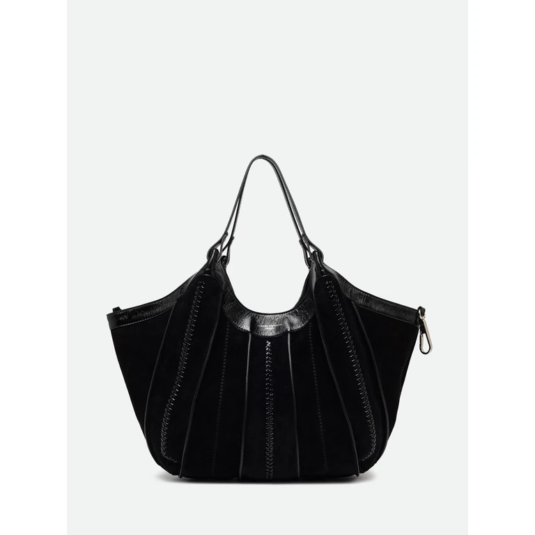 Large Duo Shoulder Bag in Leather and Suede (BS12750COMMCMRALPHNERO)