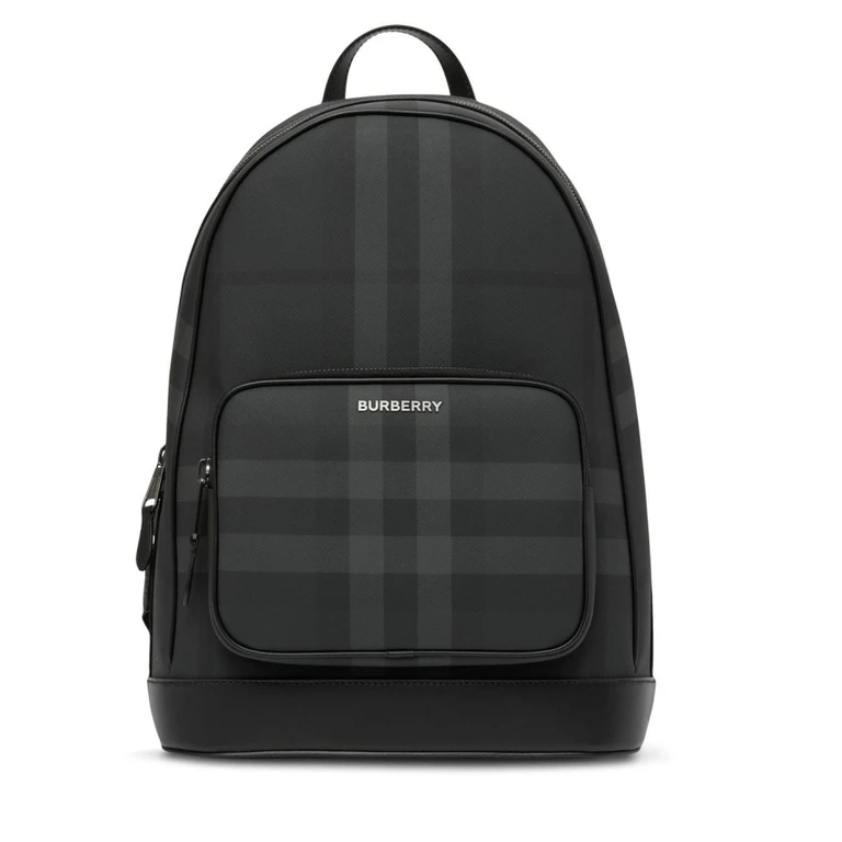 Charcoal Mens Check Small Backpack