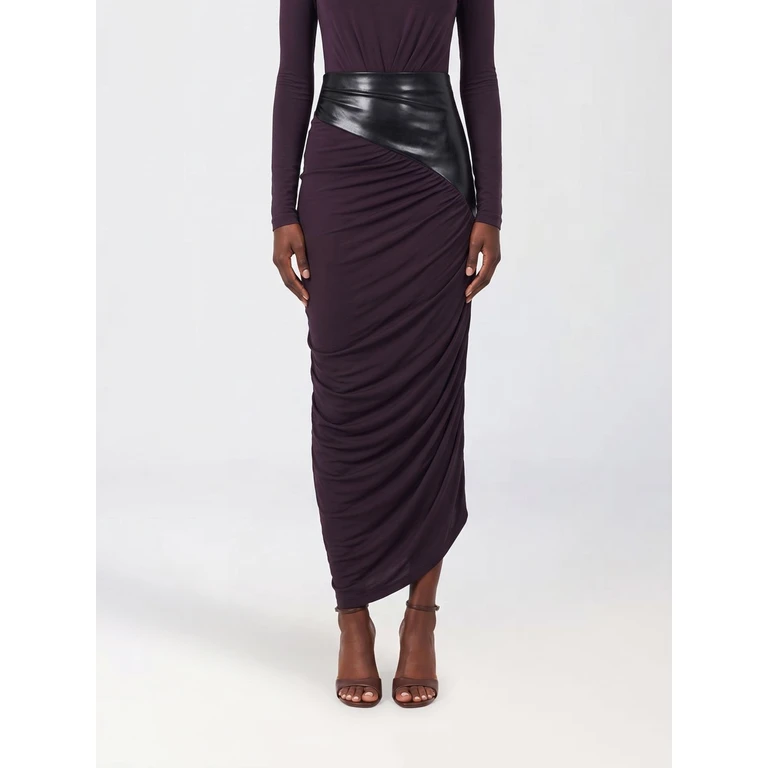 Draped Asymmetric Hem Midi Pencil Skirt (T200321ATJV053383)