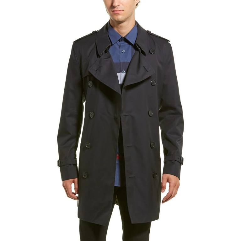 Mens Blue Wimbledon Short Trench Coat