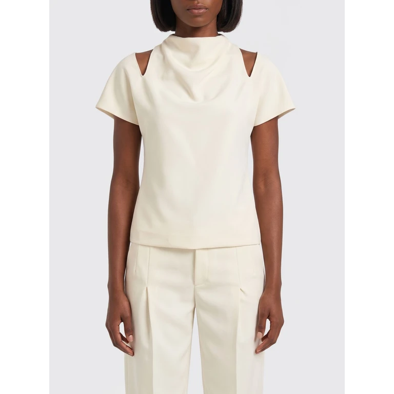 Short-Sleeved Cady Blouse with High Neck and Cut-Out Shoulders (3110031302)