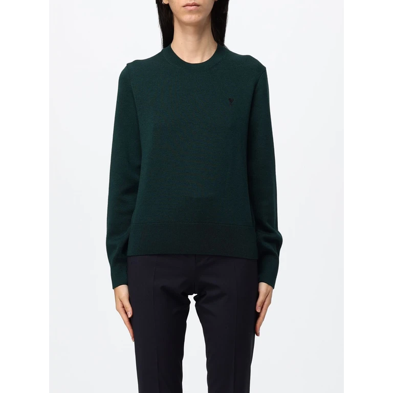 Slim Fit Merino Wool Jumper with Embroidered Ami de Coeur Logo (FKS826001A258)