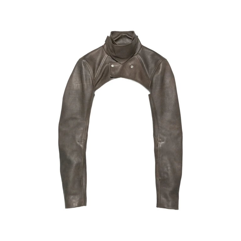 Microbiker Cropped Leather Jacket