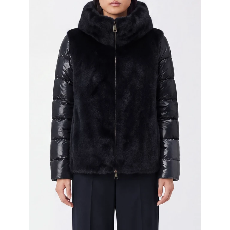 Quilted Technical Fabric Short Down Jacket with High Neck and Zip (PI002017D12017Z9200)