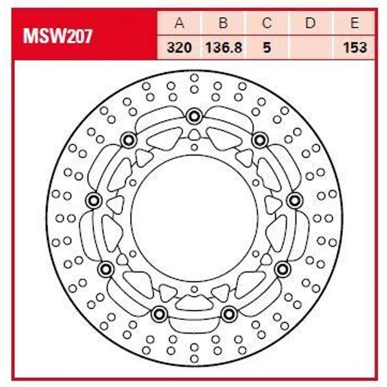 MSW207 - TRW Round Floating Brake Disc For KTM Adventure 1050 2015-2016 Front