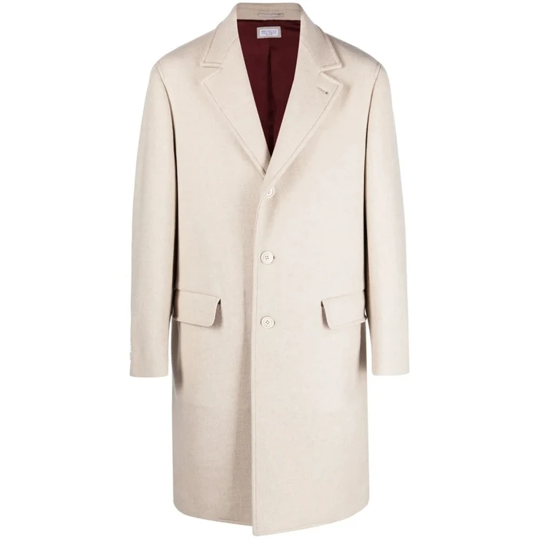 Mens Off White Single Breasted Coat