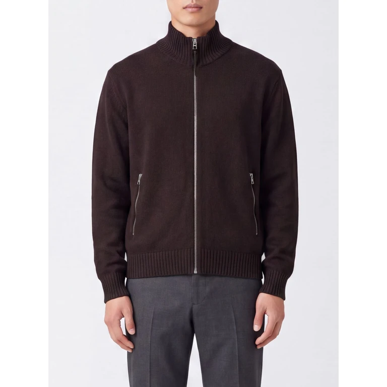 TOM FORD High-Neck Full-Zip Jumper in 100% Virgin Wool with Pockets (KZL027YMW152ECJ)