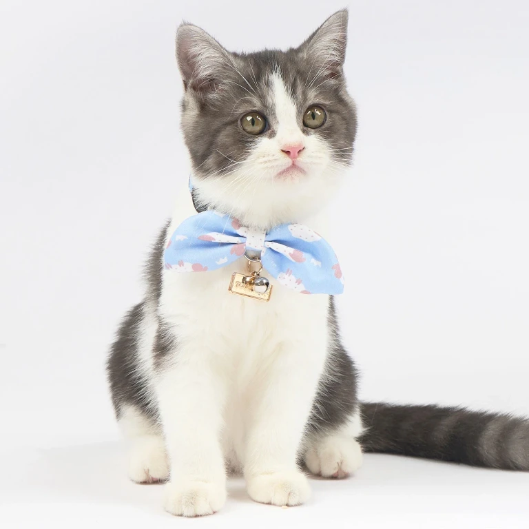 Shepherd Patterned Designer Cat Collar with Bow