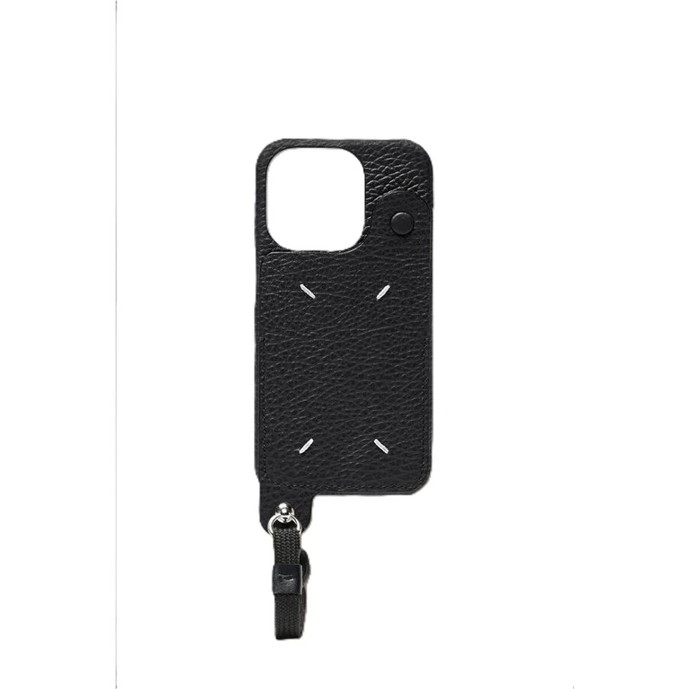 Mens Black Leather Phone Case