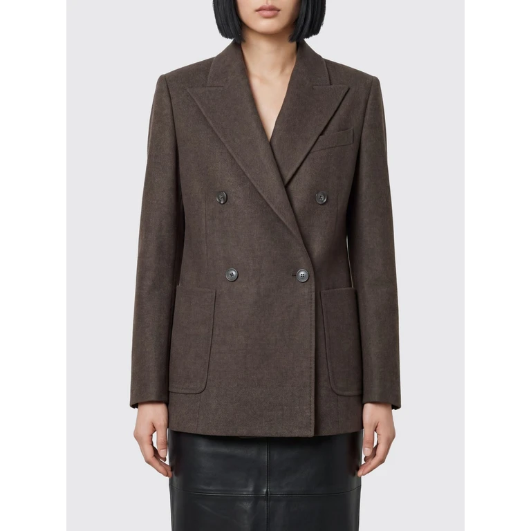 Double-Breasted Wool Blazer with Peak Lapels and Patch Pockets (N85GIAJ03TES0H11105N)
