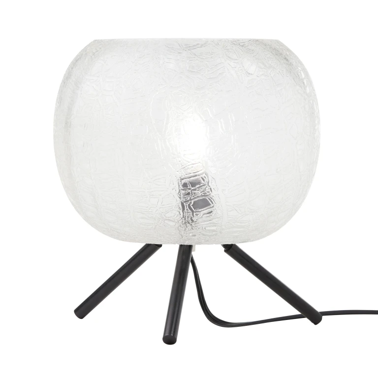 11.5" H Libby Black Tripod Table Lamp with a Clear Textured Glass Globe Shade