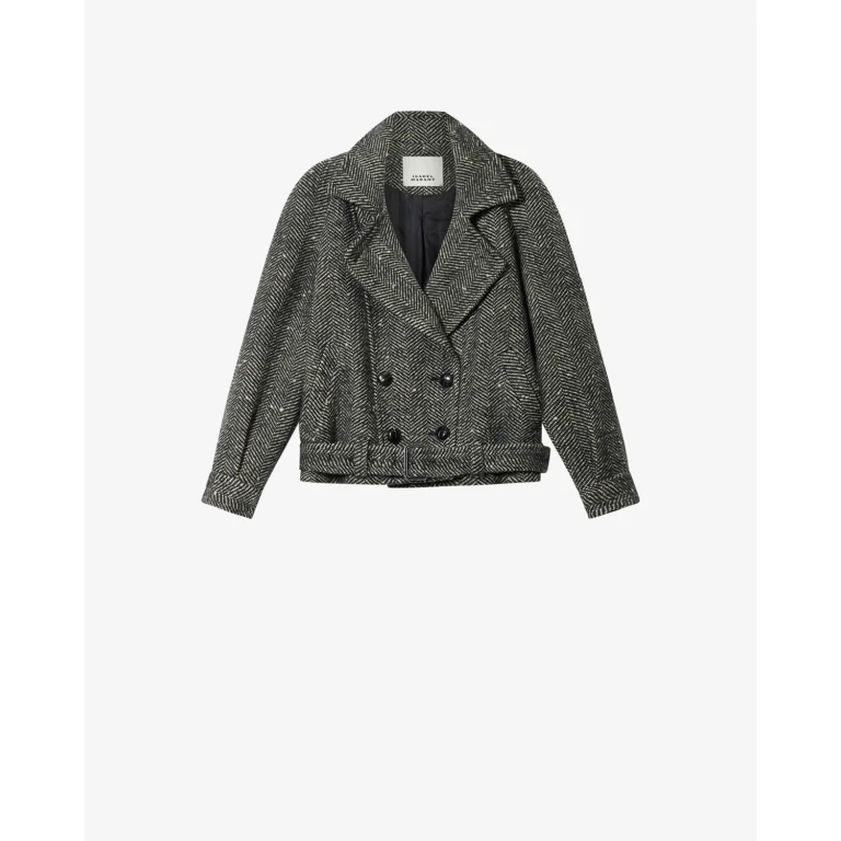 Manteau Elvane En Laine - Femme - Écru Et Noir - Taille 34 - Isabel Marant