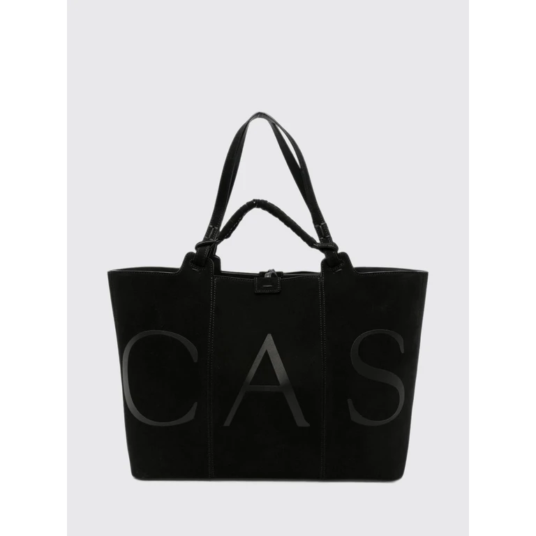 Sac cabas Casadei Galleria en cuir de veau suédé noir