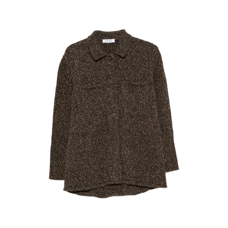 Flecked-knit Button-up Cardigan