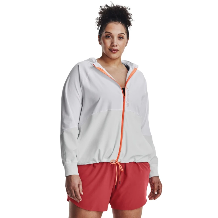 Womens UA Woven Waterproof Jacket - White/Gray
