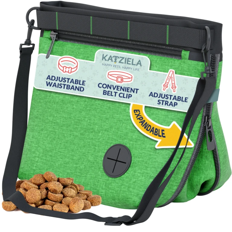 Expandable Pet Treat Pouch - Hands Free Dog Treat Pouch Quick Access Magnet Closure