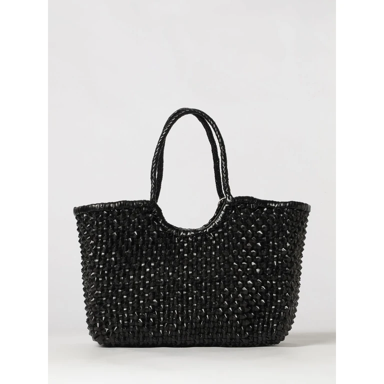 Large Nantucket Tote Bag in Hand-Woven Buffalo Leather (8977BLACK)
