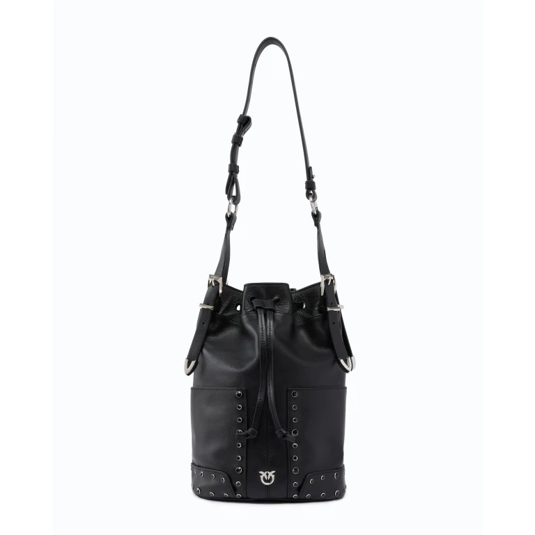 Sac à bandoulière Bucket Mini en cuir avec clous bijoux