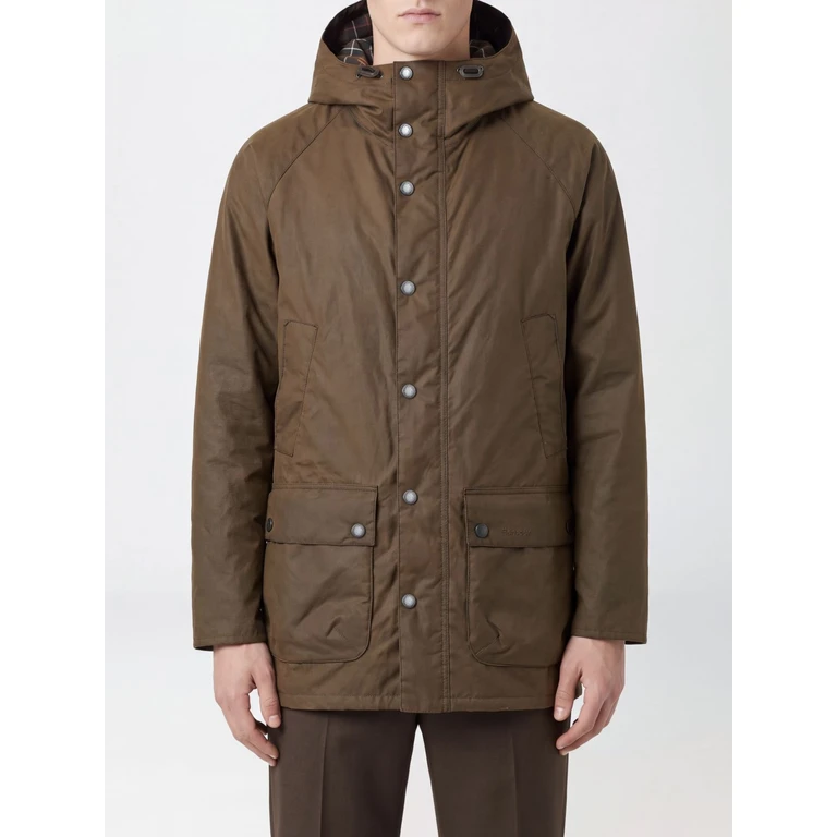 Bedale Hooded Waxed Cotton Parka with Patch Pockets (MWX2494BR71)