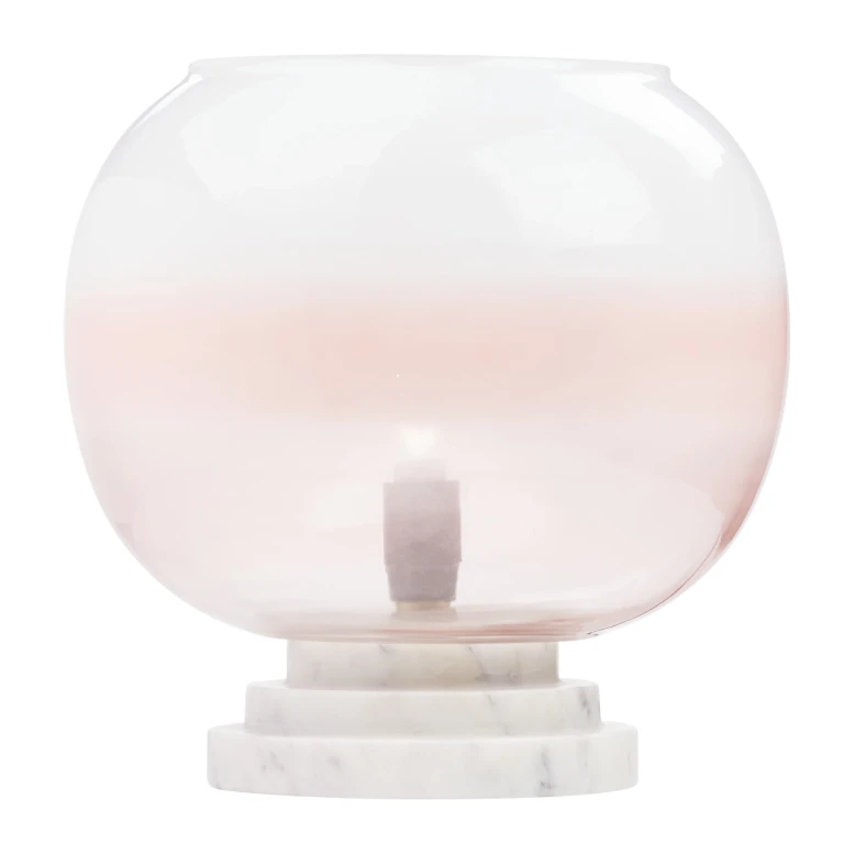 13' H Emily White and Pink Ombre Stacked Base Globe Shade Accent Lamp