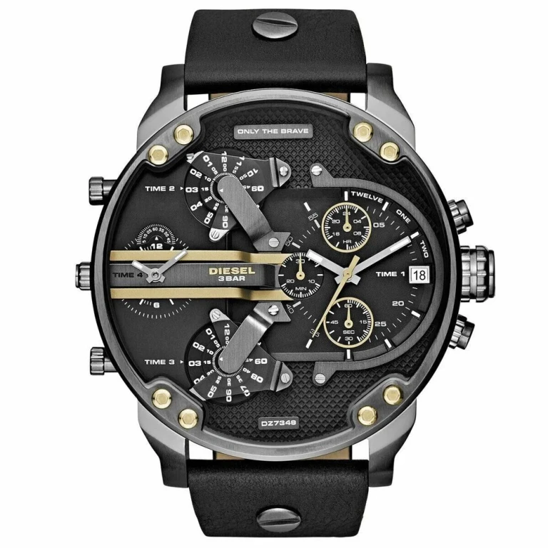 DZ7348 Mr. Daddy 2.0 Black Dial Black Leather Men's Watch