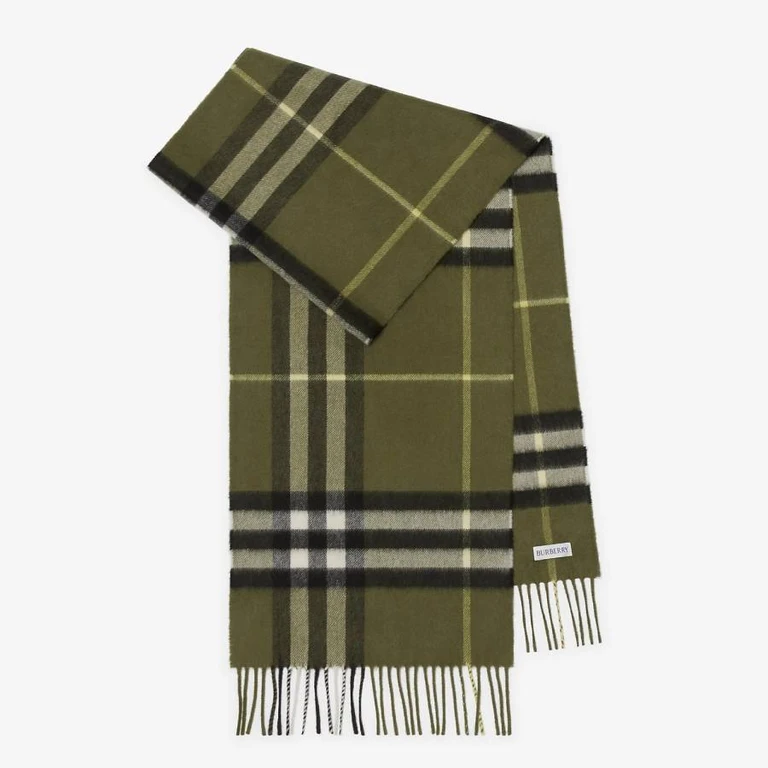 Check Cashmere Fringed Scarf