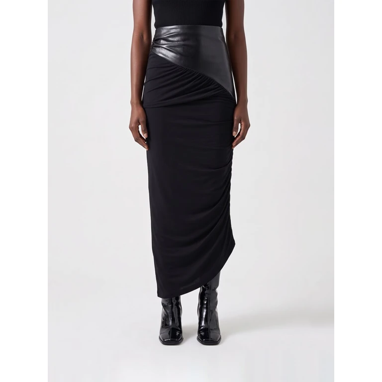 Draped Asymmetric Hem Midi Pencil Skirt (T200321ATJV053999)