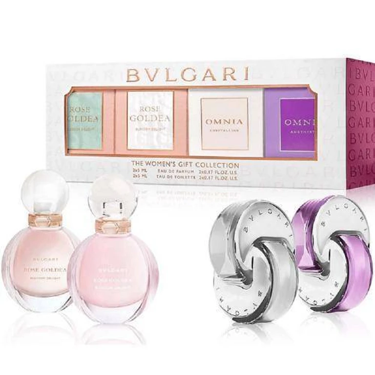 (L) 4 x 5ml Mini EDP Rose Goldea Blossom Delight + EDT Rose Goldea Blossom Delight + EDT Omnia Crystalline + EDT Omnia Amethyste