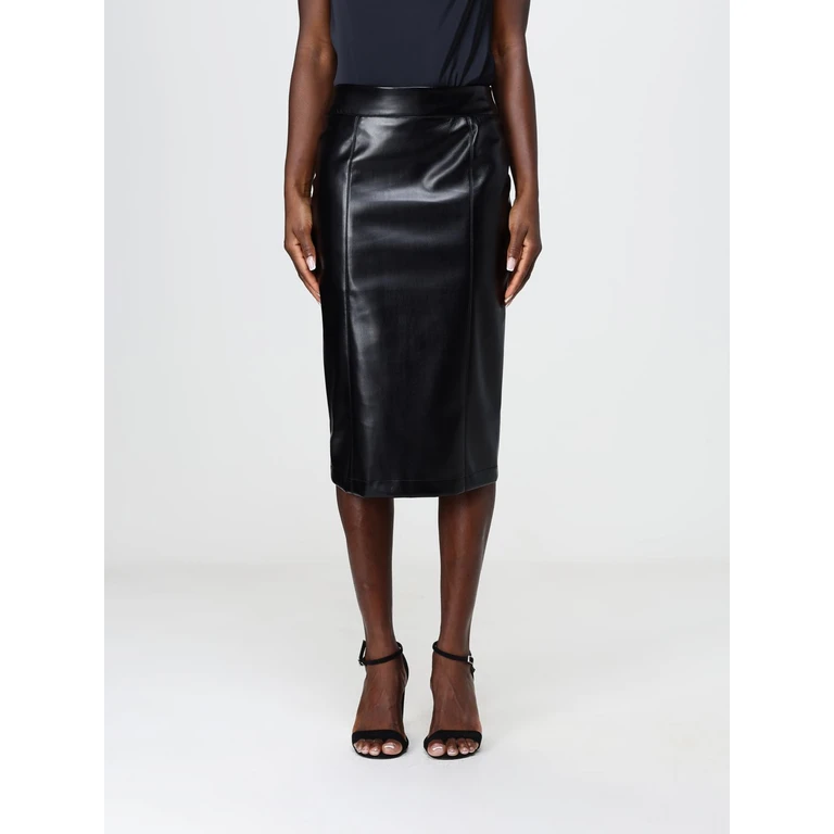 High-Waisted Smooth Faux Leather Midi Pencil Skirt (HG10684749NERO)