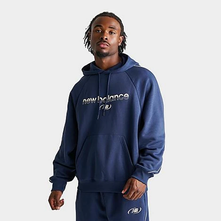 New Balance Men's Trackside Fleece Pullover Hoodie in NB Navy Size: Small
