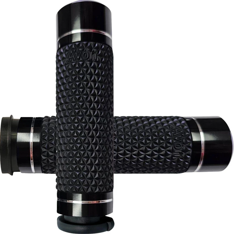 K25-ANO-FLY - Avon Grips K25 Diamond Knurled No Flange Grips For Harley Davidson FLDE 1750 2018-2020 - Black