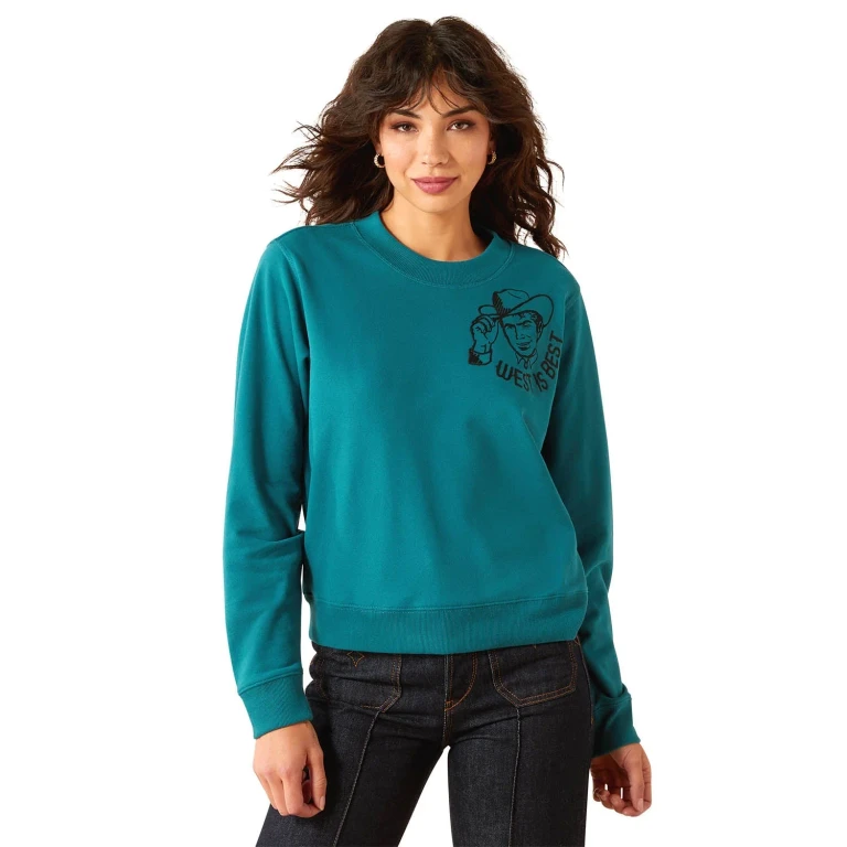 Women's Essential Sendero "West is Best" Graphic Sweatshirt - Cozy Western Fleece Crewneck