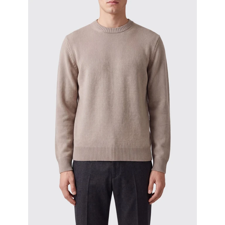 Wool and Cashmere Blend Crewneck Sweater with Ribbed Trims (410001102)