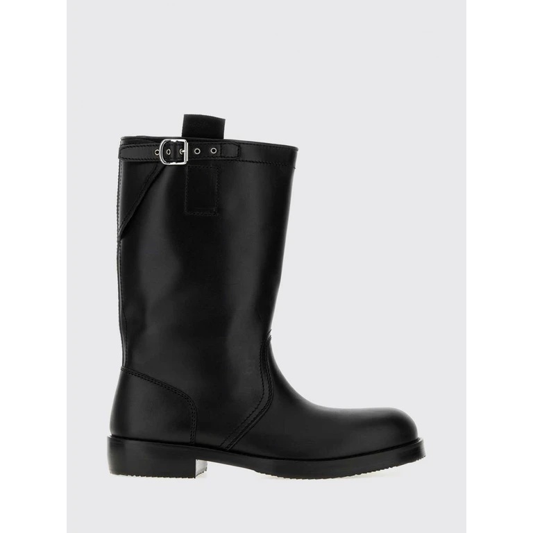 Smooth Leather Biker Boots with Double Pull-Tabs (2620217230105900)