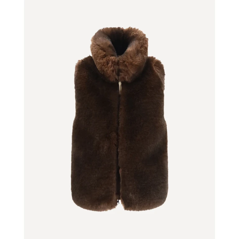 Hybrid faux-fur and quilted nylon Vest Female L-XL