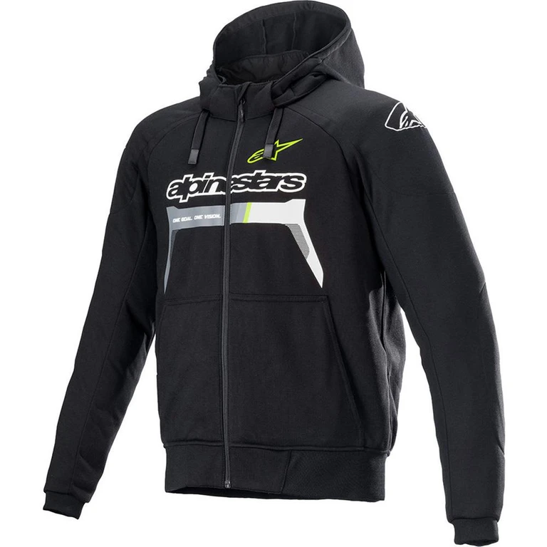 Chrome Ignition Motorcycle Hoodie S Black Yellow Fluo
