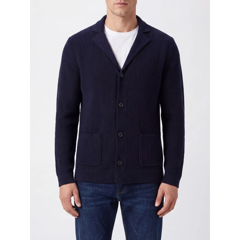 Pure Wool Blazer Cardigan with Lapels and Patch Pockets (B2K1627W01813777)