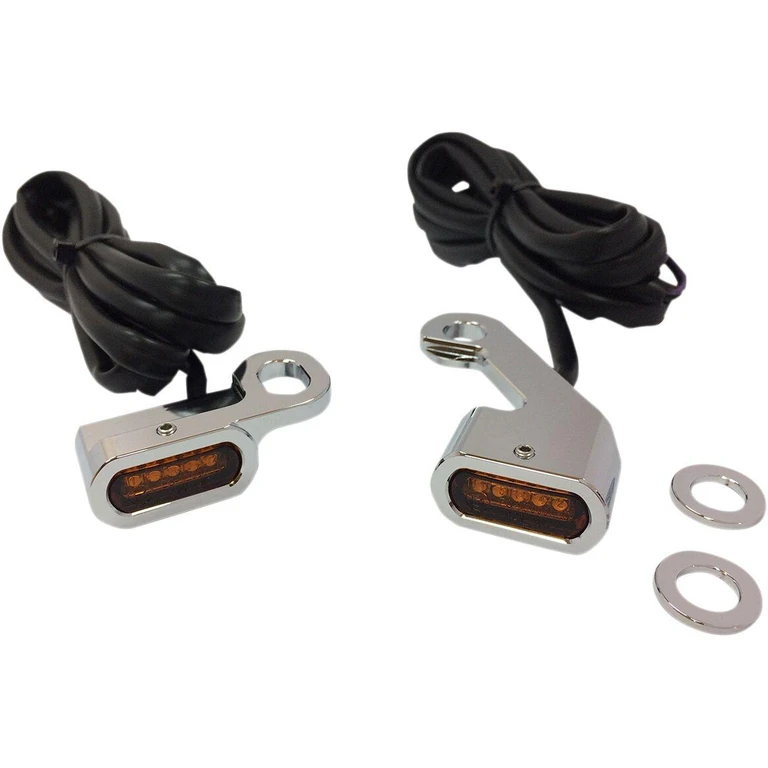 L22-0232CAENU - Drag Specialties LED Handlebar Marker Lights For Harley Davidson FLDE 1750 2018-2020 Chrome Amber