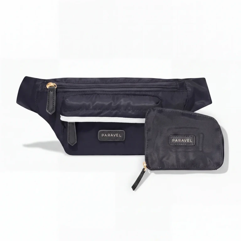 Fold-Up Belt Bag Derby Black Recycled Technical Weave Lightweight Travel