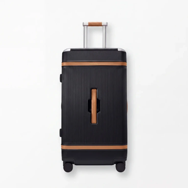 Aviator Trunk Checked Spinner Suitcase Travel Sandstone Black