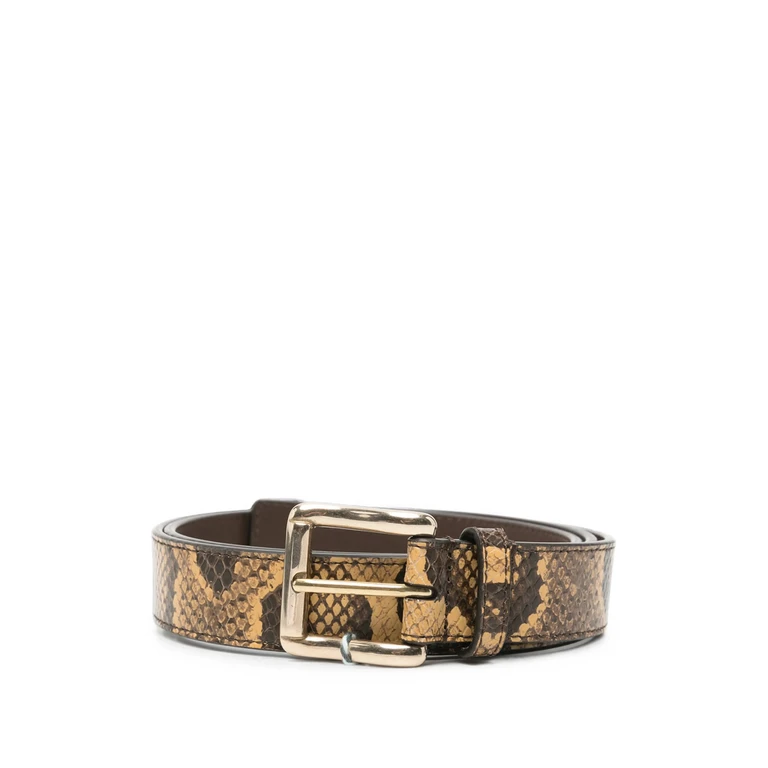 Python-Print Leather Belt with Pin Buckle (AM426BE011001O)