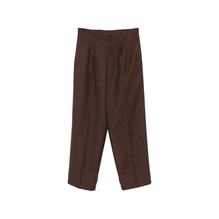 Checked Button-tab Trousers
