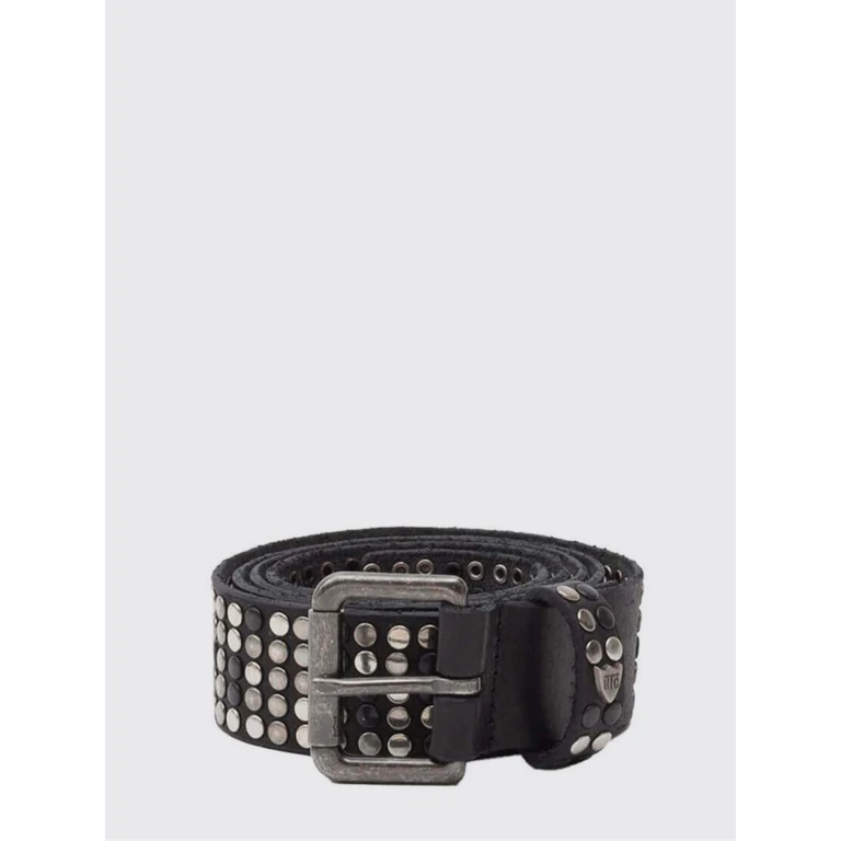 Black or Brown Leather Belt with Artisanal Embroidery (26SHTCI035BLACK)