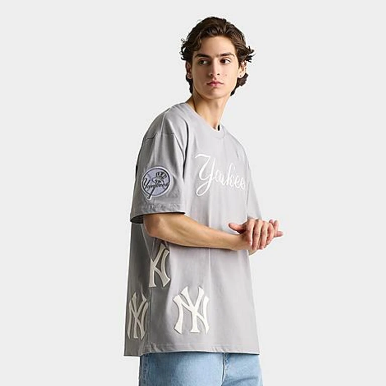 Pro Standard Men's New York Yankees MLB Wordmark T-Shirt in Core Grey Size: Small