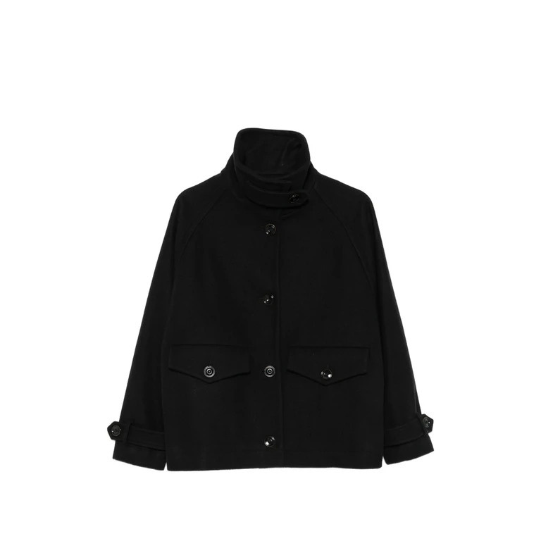 High-neck Button-up Oversized Jacket