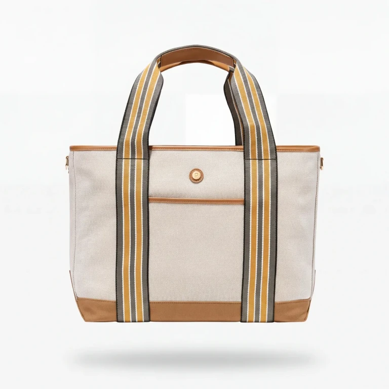 Medium Cabana Tote Bag Shandy Durable Canvas Leather Trim Travel Tote