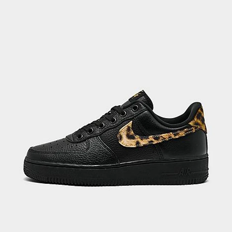 Nike Women's Air Force 1 '07 SE Print Casual Shoes in Black/Wheat/Desert Ochre Size: 5.0