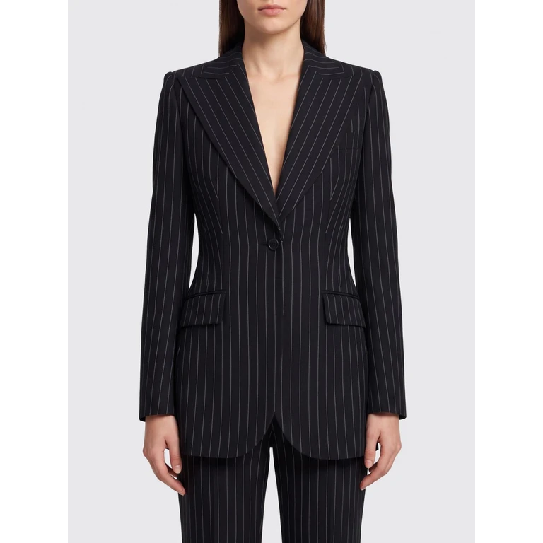 Blazer Dolce & Gabbana en laine vierge à rayures fines noires, simple boutonnage