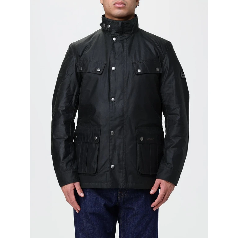 INTERNATIONAL Duke High Neck Waxed Cotton Jacket with Patch Pockets (MWX0337BR31)